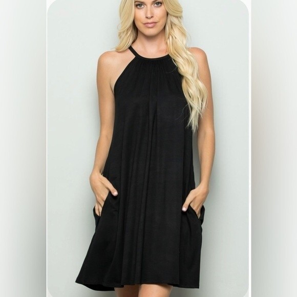 Nicole Miller black trapeze swing dress with pockets size XS NWOT - Picture 2 of 9